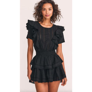 LoveShackFancy Natasha Mini Ruffle Eyelet Dress Women's Size Small